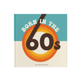 Front cover of Born in the 60s with retro font.